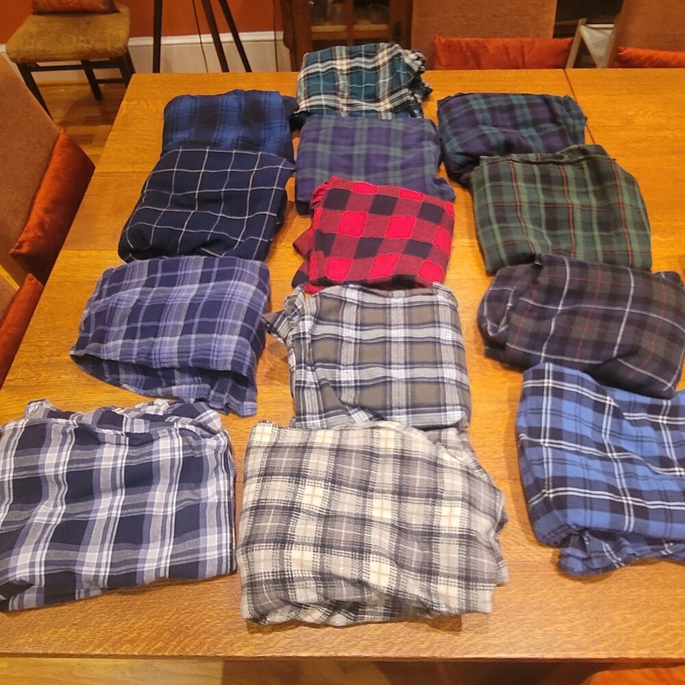 Bundle Of 13 Plaid Flannel Shirts Mens Large To 2XL